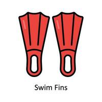 Swim Fins Vector Fill outline Icon Design illustration. Travel and Hotel Symbol on White background EPS 10 File