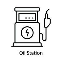 petróleo estación vector contorno icono diseño ilustración. inteligente industrias símbolo en blanco antecedentes eps 10 archivo