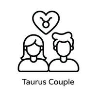 Taurus Couple Vector  outline Icon Design illustration. Astrology And Zodiac Signs Symbol on White background EPS 10 File