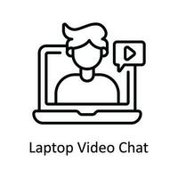 Laptop Video Chat Vector   outline Icon Design illustration. Online streaming Symbol on White background EPS 10 File