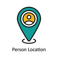 Person Location Vector Fill outline Icon Design illustration. Map and Navigation Symbol on White background EPS 10 File