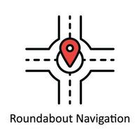 Roundabout Navigation Vector Fill outline Icon Design illustration. Map and Navigation Symbol on White background EPS 10 File