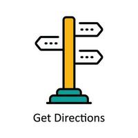 Get Directions Vector Fill outline Icon Design illustration. Map and Navigation Symbol on White background EPS 10 File