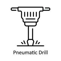 Pneumatic Drill Vector  outline Icon Design illustration. Home Repair And Maintenance Symbol on White background EPS 10 File