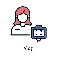 Vlog Vector  Fill outline Icon Design illustration. Online streaming Symbol on White background EPS 10 File