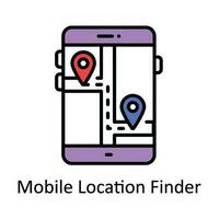 Mobile Location Finder Vector Fill outline Icon Design illustration. Map and Navigation Symbol on White background EPS 10 File