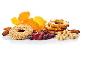 calorie snacks white isolated background Food Photography AI Generated photo