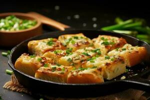 korean garlic bread in The kitchen table Food Photography AI Generated photo