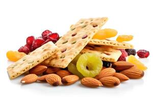 healthy snacks white isolated background Food Photography photo