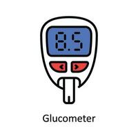 Glucometer Vector Fill outline Icon Design illustration. Pharmacy  Symbol on White background EPS 10 File