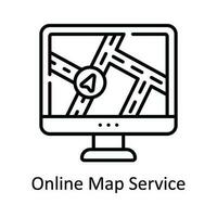 en línea mapa Servicio vector contorno icono diseño ilustración. mapa y navegación símbolo en blanco antecedentes eps 10 archivo