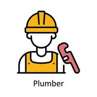 Plumber Vector Fill outline Icon Design illustration. Home Repair And Maintenance Symbol on White background EPS 10 File