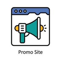 Promo Site Vector  Fill outline Icon Design illustration. Online streaming Symbol on White background EPS 10 File