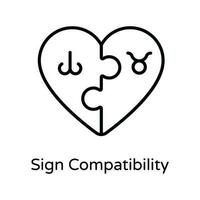 Sign Compatibility Vector  outline Icon Design illustration. Astrology And Zodiac Signs Symbol on White background EPS 10 File