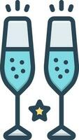 color icon for champagne glasses vector