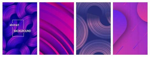 Abstract trendy geometric backgrounds. Stories banner design. Set of four beautiful futuristic dynamic pattern design. Vector illustration