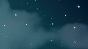 Night sky with clouds and many stars. Abstract nature background with stardust in deep universe. Vector illustration.