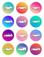 Twelve white cars in circle with modern gradient vector