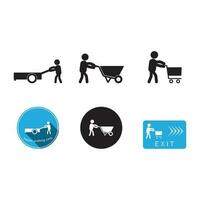 icon of a person pushing a cart vector