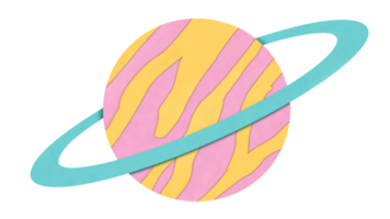 värld UFO dag 2:a juli illustration. kosmisk skriva ut med planet på isolerat transparent bakgrund i skära papper konst stil. tecknad serie Plats ikon planet saturnus, Jupiter, uranus, neptune med ringa runt om png