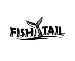 pescado cola logo con grabado estilo. vector ilustración