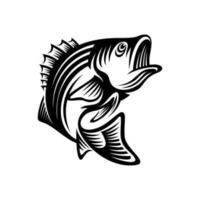 bass fish icons isolated on white background. Design element for logo, label, emblem, sign, brand mark. Vector illustration.