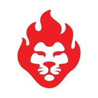 Lion fire logo icon mascot illustration in style modern vector