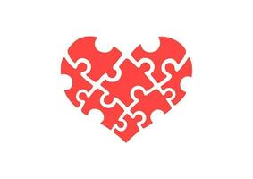 puzzle pieces in form of red heart. The heart of the puzzle vector