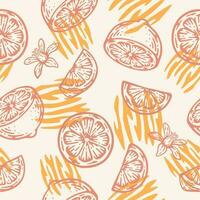 Seamless Pattern of doodle hand drawn lemon vector