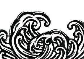 drawing waves with brush ink style vector