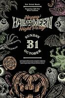 Flyer of Halloween Party in style doodle vintage illustration vector