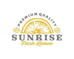 Slice Lemon Logo Template. Hand Drawn Lemons with Leaves Sketch with Retro Typography vector