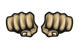 Two fists isolated on white background vector