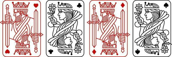 King and queen Black and Red Playing Card vector