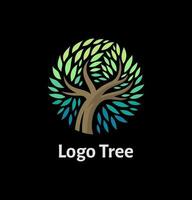 árbol logo en circulo forma. moderno diseño vector