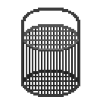 An 8-bit retro-styled pixel-art illustration of a crabpot. png