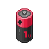 ett 8-bitars retro-styled pixelkonst illustration av en röd 1 volt batteri. png