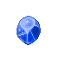 An 8-bit retro-styled pixel-art illustration of a sapphire nugget. png