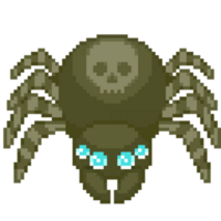 An 8-bit retro-styled pixel-art illustration of a brownish tan tarantula. png