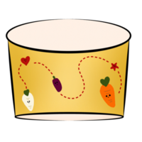 Yellow food bowl with vegetable pattern png