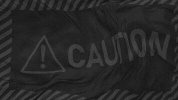 Caution Sign Seamless Looping Background, Looped Plain and Bump Texture Cloth Waving Slow Motion, 3D Rendering video