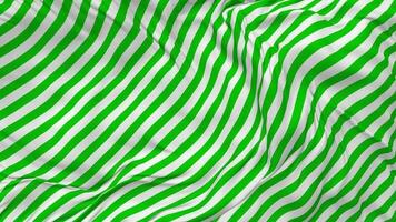 Green and White Stripe Flag Seamless Looping Background, Looped Plain and Bump Texture Cloth Waving Slow Motion, 3D Rendering video