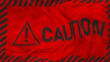 Caution Sign Seamless Looping Background, Looped Plain and Bump Texture Cloth Waving Slow Motion, 3D Rendering video