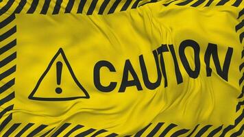 Caution Sign Seamless Looping Background, Looped Plain and Bump Texture Cloth Waving Slow Motion, 3D Rendering video