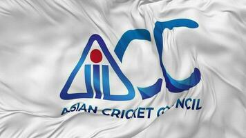asiatico cricket consiglio, acc bandiera senza soluzione di continuità looping sfondo, loop pianura e urto struttura stoffa agitando lento movimento, 3d interpretazione video