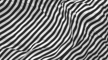 Black and White Stripe Flag Seamless Looping Background, Looped Plain and Bump Texture Cloth Waving Slow Motion, 3D Rendering video