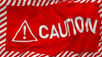 Caution Sign Seamless Looping Background, Looped Plain and Bump Texture Cloth Waving Slow Motion, 3D Rendering video