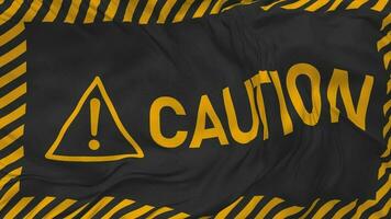 Caution Sign Seamless Looping Background, Looped Plain and Bump Texture Cloth Waving Slow Motion, 3D Rendering video