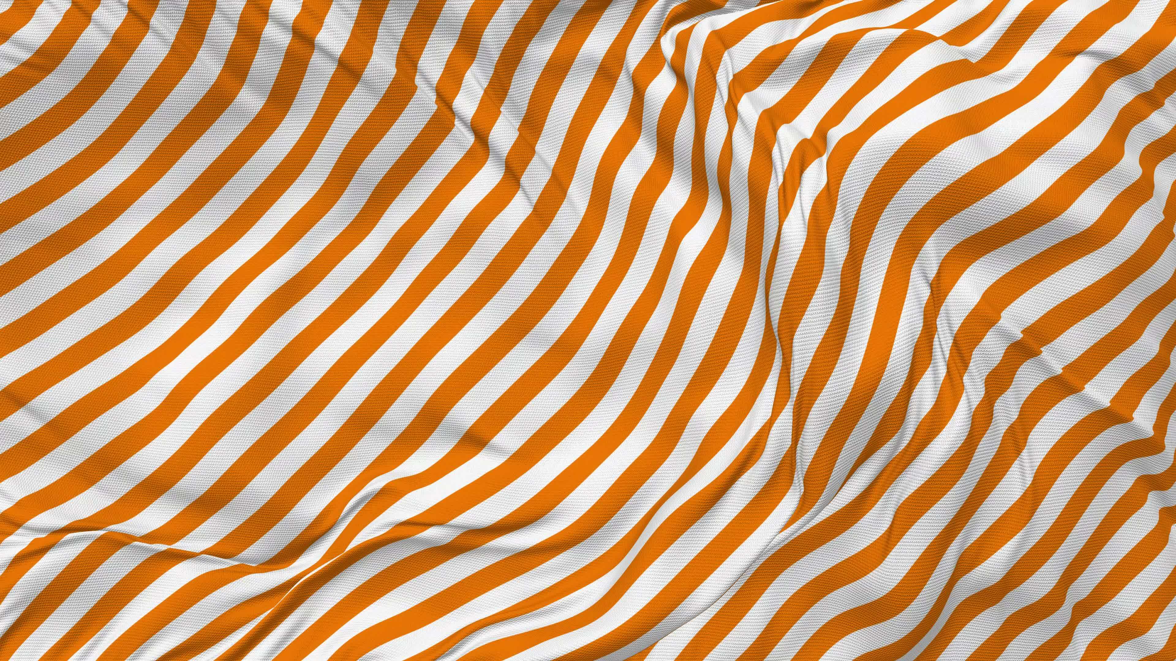 Orange and White Stripe Flag Seamless Looping Background, Looped Plain and Bump Texture Cloth