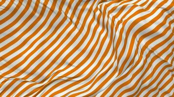 Orange et blanc Bande drapeau sans couture boucle arrière-plan, en boucle plaine et bosse texture tissu agitant lent mouvement, 3d le rendu video